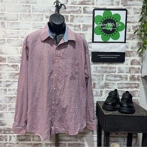 Johnston & Murphy Red and Blue Casual Button Down Shirt